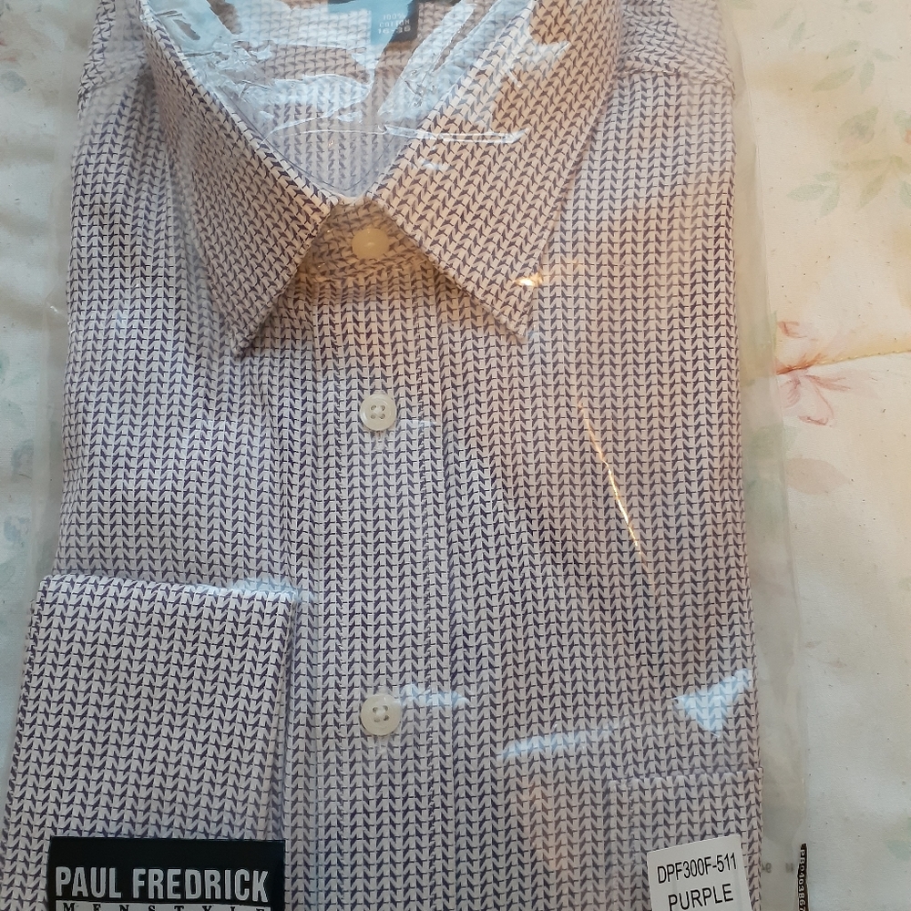 Men purple Paul Fredrick custom fit dress shirt